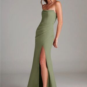 NWT Azazie Leonis Pistacio Green Strapless Dress